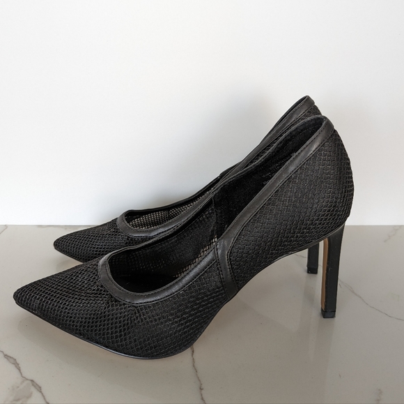 Open Edit Daria Black Mesh Pumps Heels Shoes - Picture 2 of 7